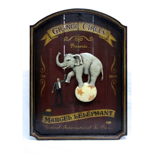 Cadre bois relief Marcel l'éléphant