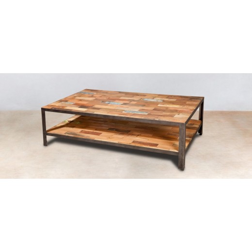 Table basse rectangulaire double plateaux