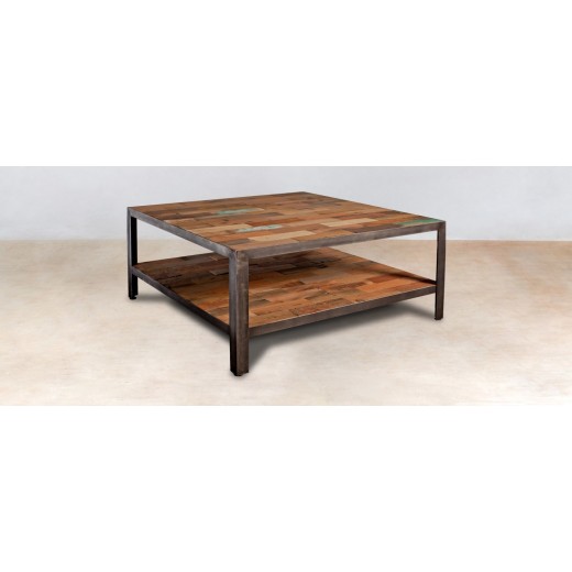 Table basse carrée double plateaux