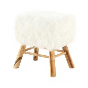 Tabouret carré fourrure blanche