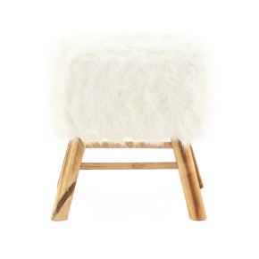 Tabouret carré fourrure blanche