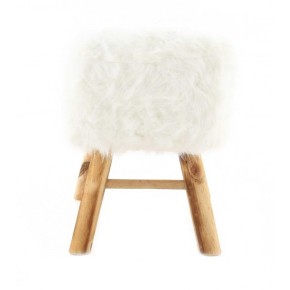 Tabouret carré fourrure blanche