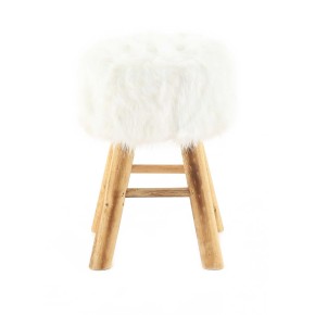 Tabouret rond fourrure blanche