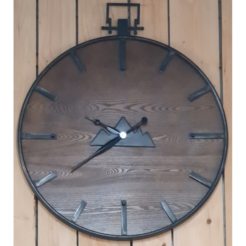 Horloge murale 80cm montagne en relief