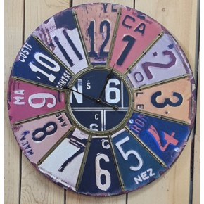 Horloge murale bois et métal 60cm