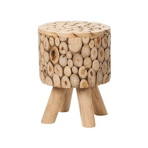 Tabouret teck mosaïque rond