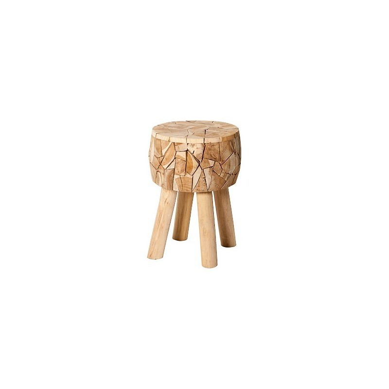 Tabouret teck rond