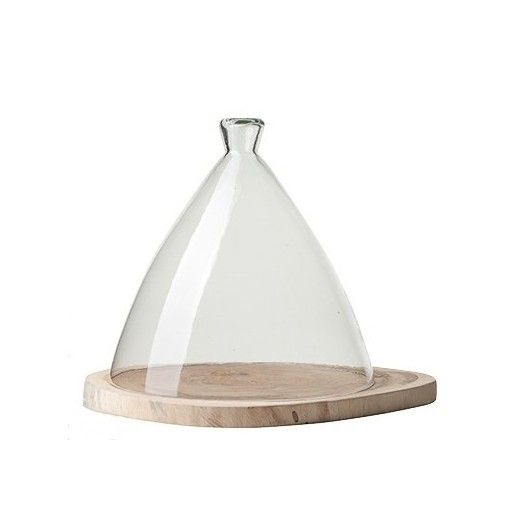 Plateau acacia + cloche verre