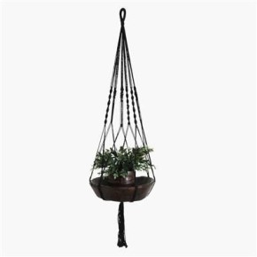 Porte plante en macramé noir