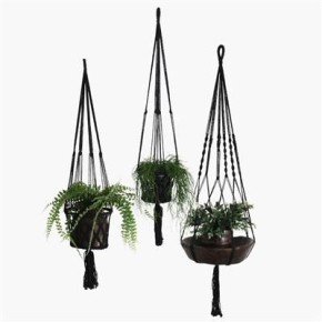 Porte plante en macramé noir