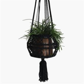 Porte plante en macramé noir XL