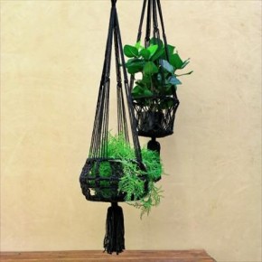 Porte plante en macramé noir XL