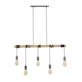 Luminaire 5L suspendu bambou