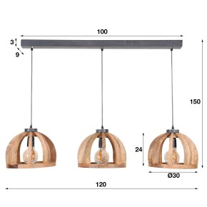 Suspension 3x ø30cm Manguier