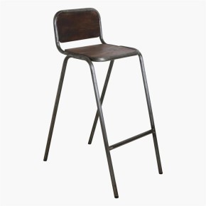 Tabouret de bar empilable en fer et bois