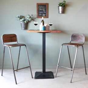 Tabouret de bar empilable en fer et bois