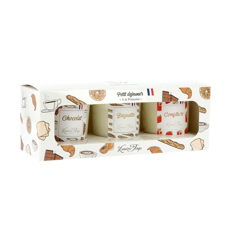 Coffret x3 bougies "Petit déjeuner" chocolat