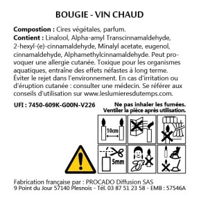 Bougie Noël 180g Vin Chaud