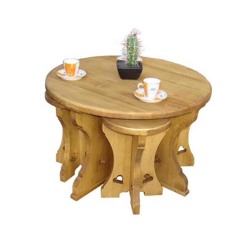 Table basse + tabourets Chamonix