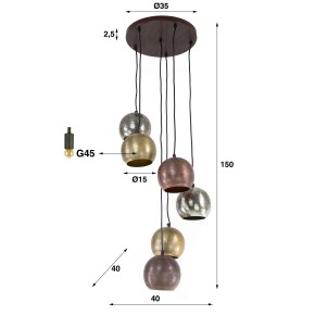 Suspension 6 sphères métal